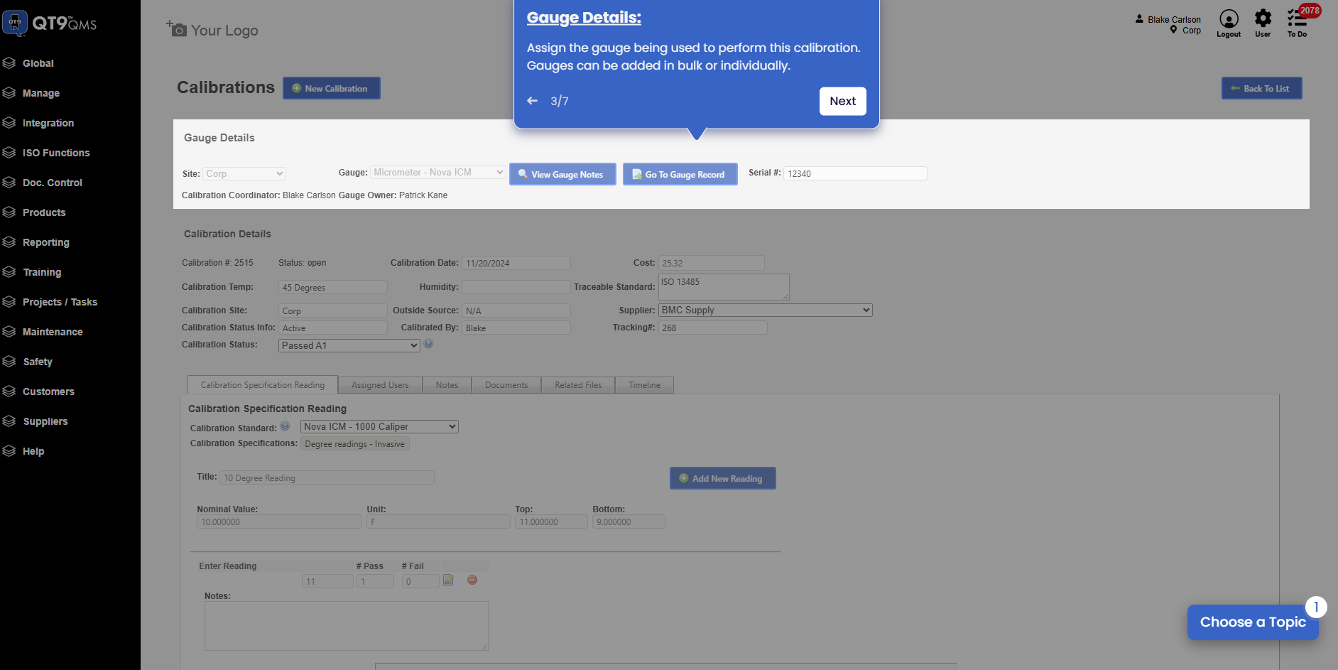 Calibration Management SL Screenshot
