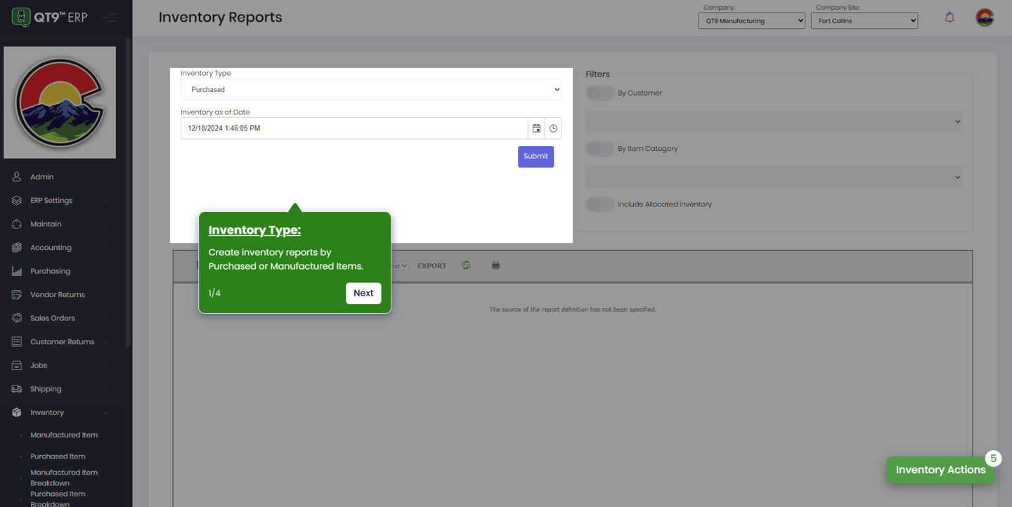 Erp Inventory Module Screen Inventory Control Software for Manufacturing | QT9 ERP