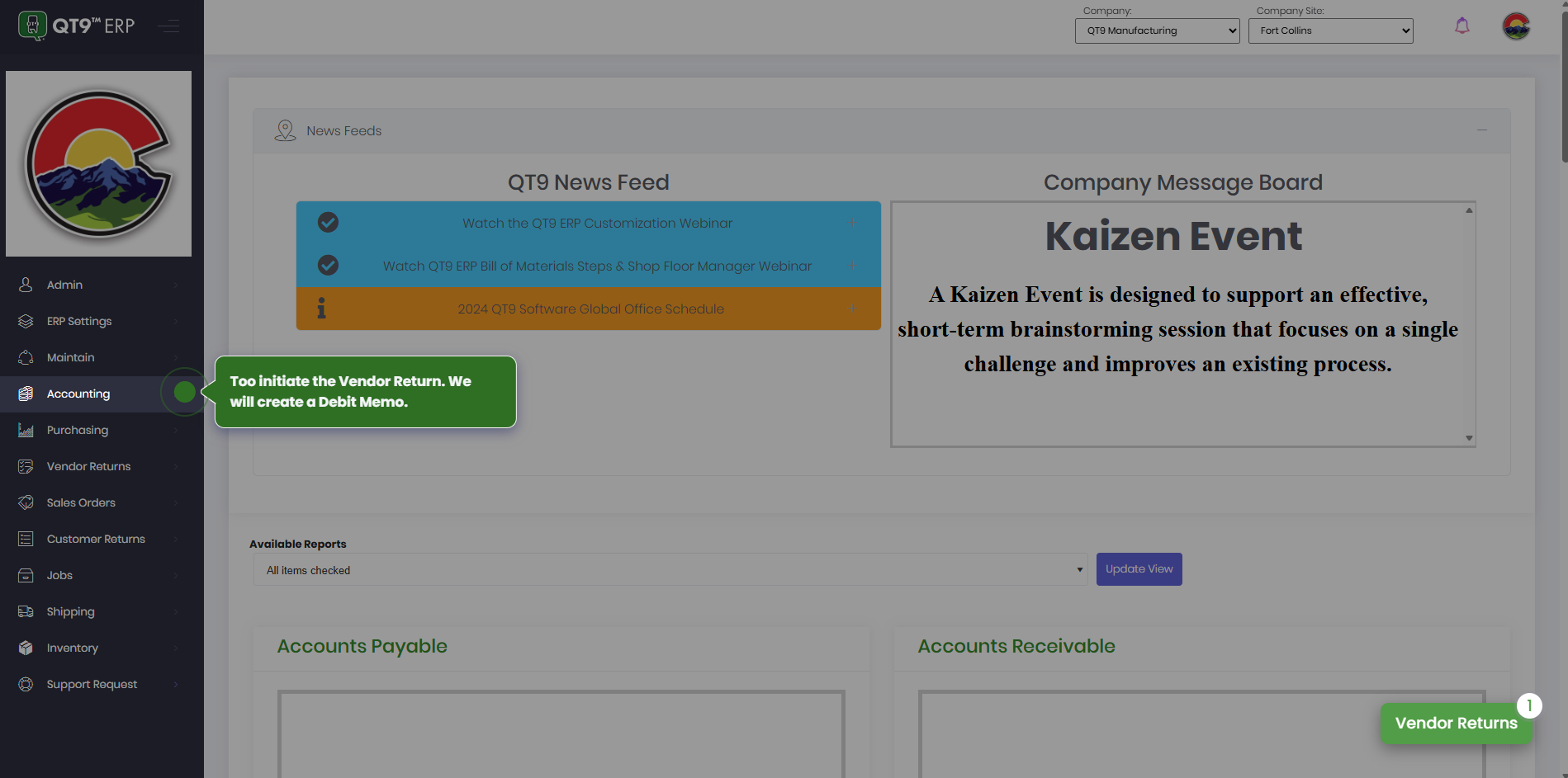 ERP Returns SL Screenshot