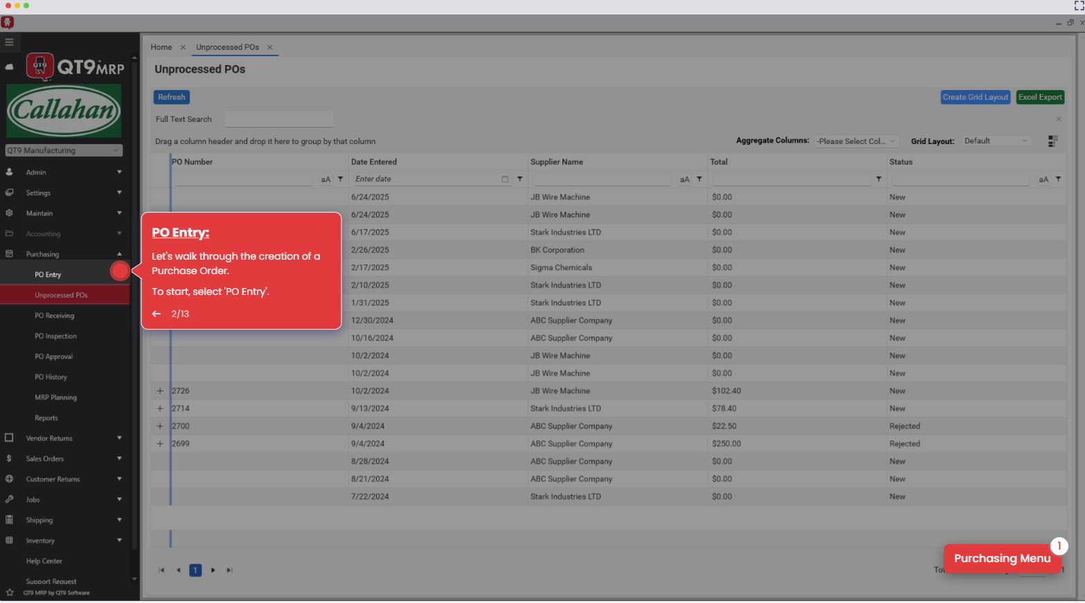 MRP Purchasing SL Screenshot