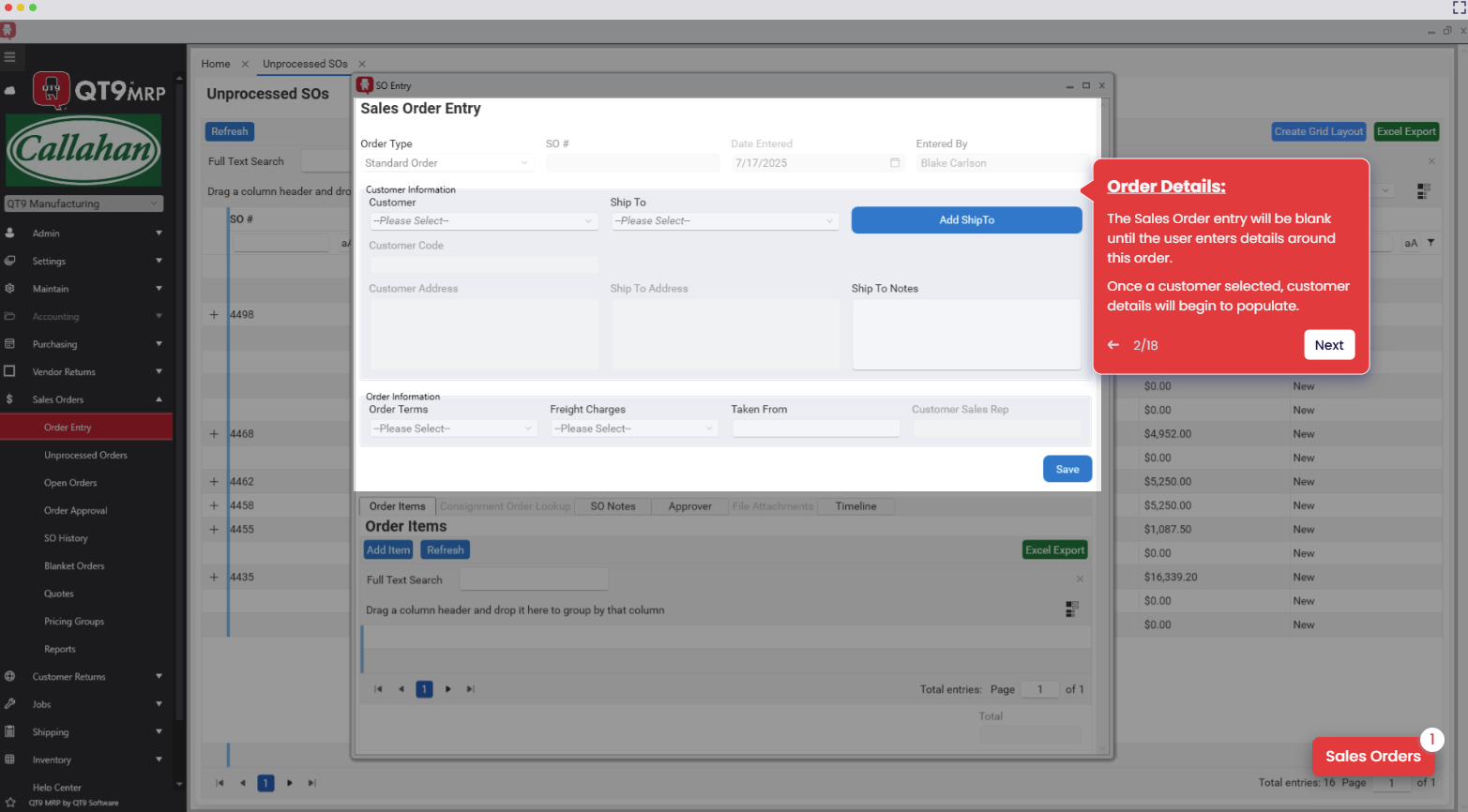 Sales Orders SL Screenshot