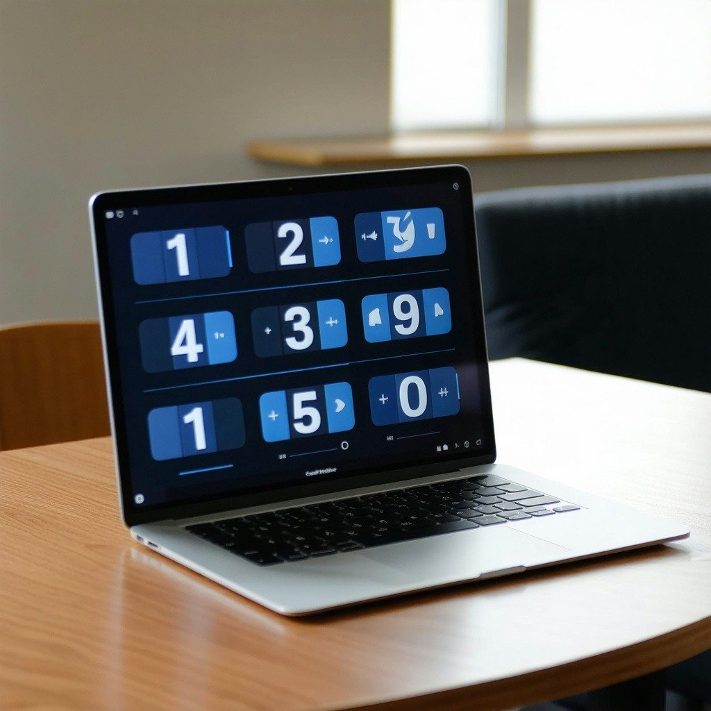 laptop with numbers on the screen