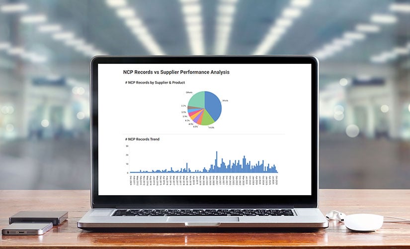 Computer screen featuring QT9 Business Intelligence (BI) Tool for advanced business analytics.