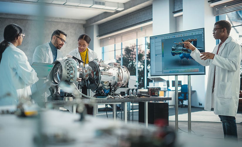 Engineers in aerospace lab using best QMS software QT9 QMS