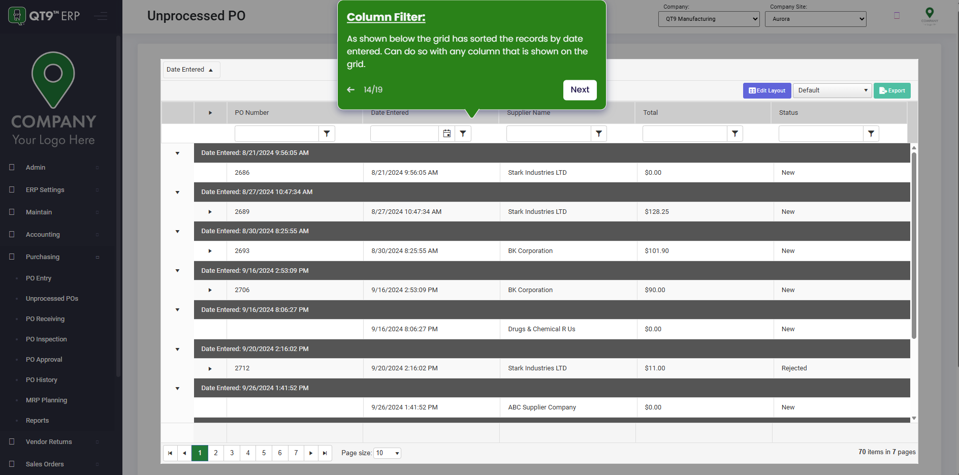 QT9 ERP Interactive Product Tour