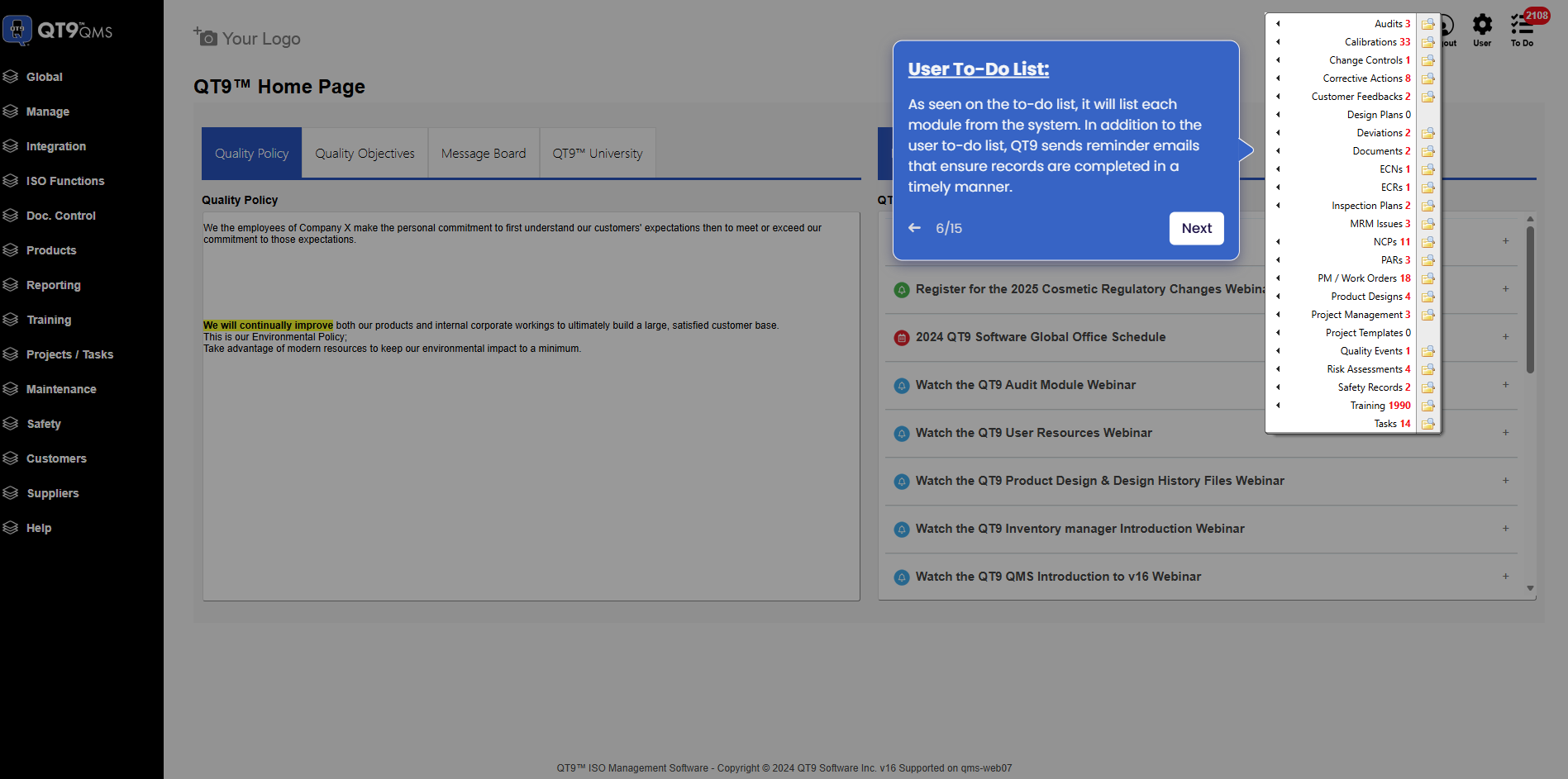 QT9 QMS Interactive Product Tour