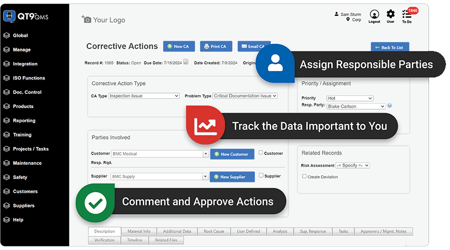 QT9 QMS Dashboard